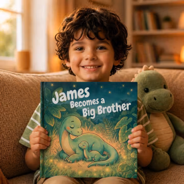 Personalized Big Brother or Sister Children’s Book: Custom Name Dinosaur Story