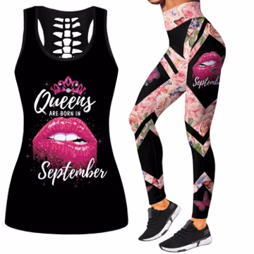 Lips September Printed All Over Printed Legging + Hollow Tank Combo