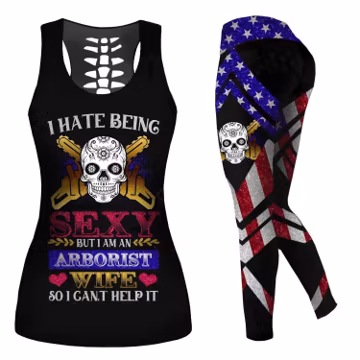 Skull All Over Printed Legging + Hollow Tank Combo