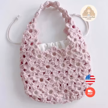 Crochet Floral Motif Bag Pattern - Handmade Purse PDF
