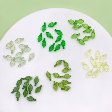 Mix 60/300pcs Green Acrylic Leaf Beads Charms Transparent Mini Cute Leaves Pendants for Jewelry Making DIY Necklaces Bracelet Decoration