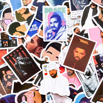 Pack of 50 Rap Legend Drake Stickers, Hip-Hop Aesthetic Stickers, Rapper Cartoon Stickers, Waterproof Stickers for Fans, Teens, Collectors