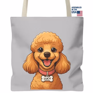 Personalized Pet Tote Bag, Custom Dog Gifts Cartoon on Gray Tote Bag, Gift for Dog Moms, Dog Mom Bag, Pet Owner Gift Idea, Pet Memorial