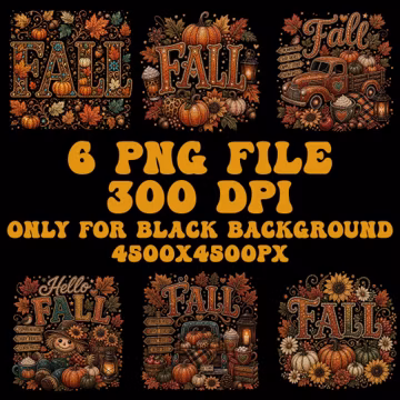 6 Rhinestone Autumn Designs, Pumpkin Truck Scarecrow Sublimation