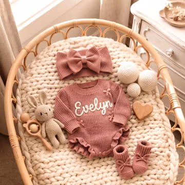 Personalized Hand Embroidered Baby Girl Romper Outfit, Custom Newborn Clothing, Unique Custom Infant Shower Gift