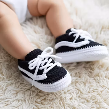 Crochet Baby Sneaker Booties – Hand Knitted Infant Shoes, Shower Gift