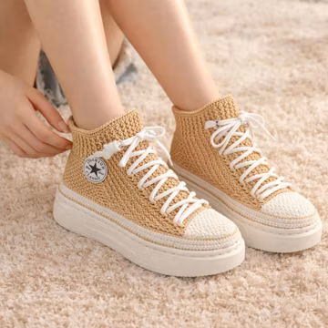 Custom Crochet Sneaker Slippers: Handknit High-Top Classic Star Booties For Adult Men Women