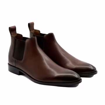 Men's Dark Brown Leather Chelsea Boots Handmade Oxblood Ankle Boots Slip On Dress Gift
