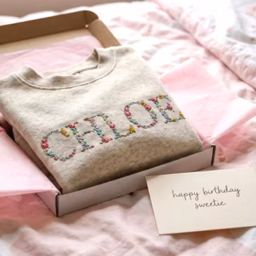 Custom Embroidered Floral Baby Name Sweatshirt - Personalized Toddler Sweatshirts for Children - Big Sister Gift