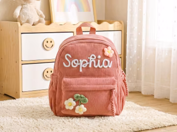 Personalized Corduroy Toddler Backpack,Custom Name School Bag,Back to school gift,Summer Camp Bag