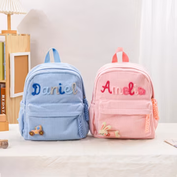Personalized Corduroy Toddler Backpack,Custom Name School Bag,Back to school gift,Summer Camp Bag
