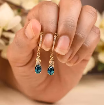 Teal Sapphire Leverback Earrings, Dangle Earring, September Birthstone Jewelry, Bridal Earrings Gift