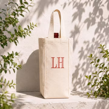 Personalized Embroidered Wine Tote Bag - Custom Name Wine Carrier - Bridesmaid Wine Bag - Monogrammed Canvas Wine Bottle Bag - Wedding Gift