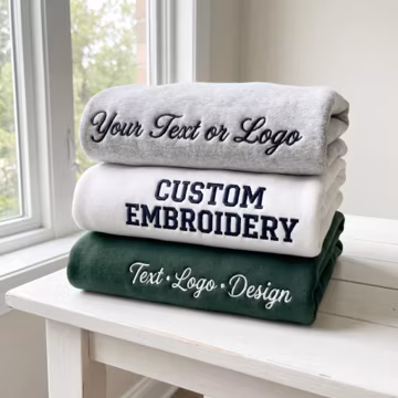 Sweatshirts Embroidery Custom - Personalized Your Text Logo Sweatshirt - Minimalist Anniversary Birthday Wedding Couple Gift
