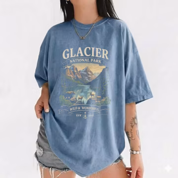 Comfort Colors Glacier National Park T-shirt, Vintage Nature Tee