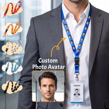 Personalized Photo Lanyard | Custom Face ID Badge Holder Strap | Custom Avatar Work Badge Lanyard for Office, Staff & Events