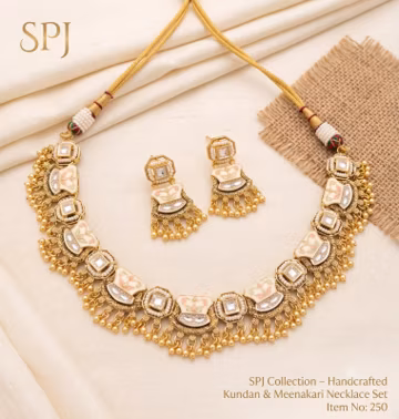 Indian Heritage Necklace Set, Pachi Kundan Jewelry, Pearl Multi Strand Wedding Necklace
