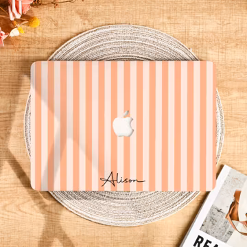 Orange Simple Stripes MacBook Protective Case Cover for 2025 M4 Air 15/13/11 Inch Retina 15 13 12 MacBook Pro 13/14/15/16 Inch 2024 2023