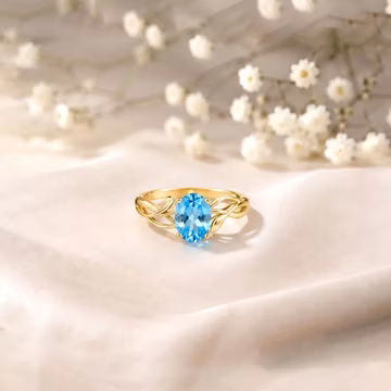 Natural Sky Blue Topaz Ring, Oval Blue Topaz Gemstone Ring, Engagement Ring, Minimalist Statement Ring, , Anniversary Gift for Women
