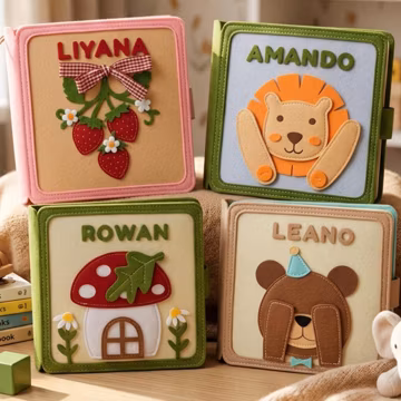 Personalized Felt Quiet Book, Custom Name Montessori Busy Book, Baby Sensory Activity Toy, First Birthday Gift, Travel Toys for Toddlers
