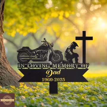 Personalized Motorcycle Memorial Gift, Biker Tribute Sign, In Loving Memory Stake, Custom Grave Decor, Memorial Garden Marker