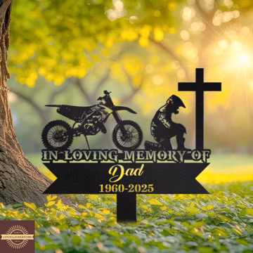 Personalized Dirt Bike Memorial Gift, Motocross Rider Tribute, In Loving Memory Sign, Custom Grave Decor, Memorial Garden Stake