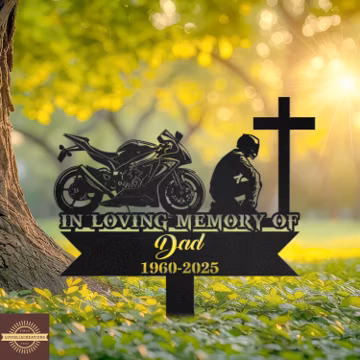Personalized Sport Motorcycle Memorial, Biker Tribute Sign, Custom In Loving Memory Stake, Memorial Garden Gift