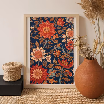 Vintage Floral Pattern Matte Poster | Vertical Wall Art