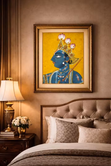 Blue Krishna Portrait Matte Vertical Poster | Hindu Deity Wall Art, Festive Gift