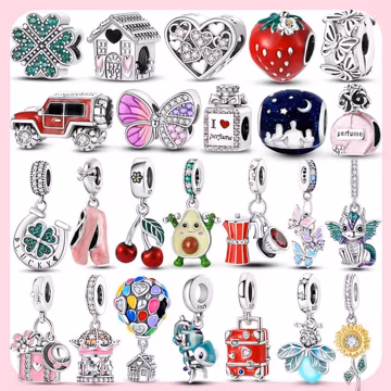 925 Sterling Silver Charms Beads for European‑Style Bracelet Charms Dangle DIY Jewelry Mother's Day Gift