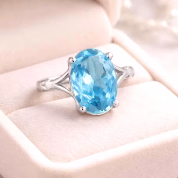 Handmade Oval Swiss Blue Topaz Ring | Sterling Silver Boho Jewelry