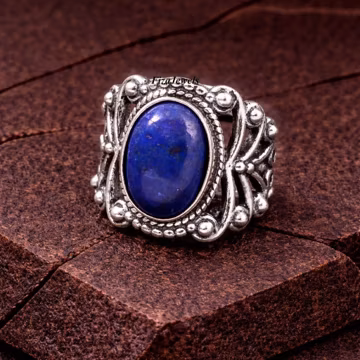 Natural Lapis Lazuli Ring | 925 Sterling Silver | Oval Gemstone Statement Ring | Handmade Jewelry Gfit