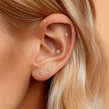 16G/18G Five-Petal Flower Stud Earrings • Internally threaded • Flat Back Earring • Cartilage Stud • Tragus Helix Conch Stud • Gift For Her