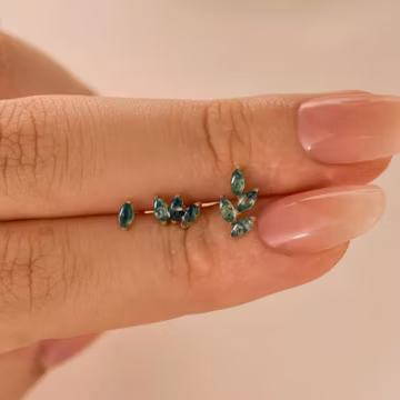 Natural Moss Agate Leaf Earrings Set • Titanium Flat Back Earring • 16G/18G Helix Tragus Conch Cartilage Stud • Nose Stud • Gift for Her