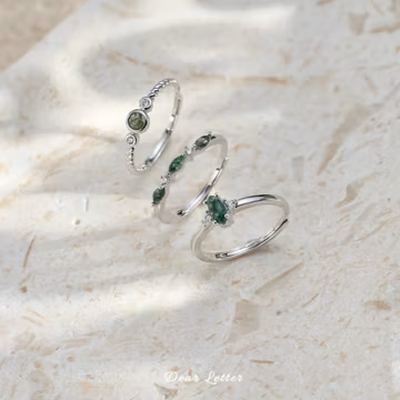 Moss Agate Stacking Rings Set, Minimal Adjustable Gold Rings, Natural Stone Dainty Jewellery, Elegant Everyday Jewellery, Gift for Her