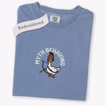 Embroidered Greek Mythology Goose Shirt, Comfort Colors® Funny Ancient Warrior Myth Behaving Archery T-Shirt