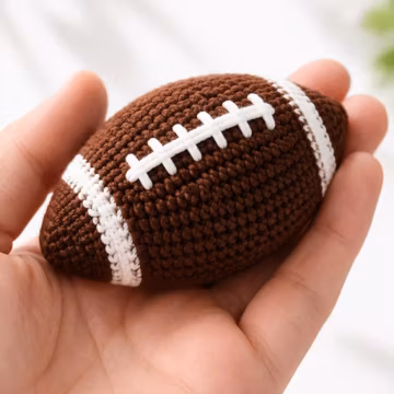 Crochet Football Plush, Mini Amigurumi Rugby Ball, Handmade Sports Toy, Cute Football Gift, Small Crochet Keychain