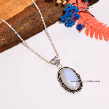 Rainbow Moonstone Pendant | Handmade 925 Sterling Silver Necklace