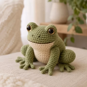 Crochet Frog Pattern Amigurumi PDF Tutorial, Realistic Stuffed Toy Guide, Intermediate Handmade Animal DIY Project, Garden Character Craft