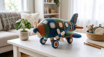 Vintage Airplane Crochet Pattern PDF, Amigurumi Plane Toy, Handmade Aviation Nursery Decor, Propeller Aircraft Gift