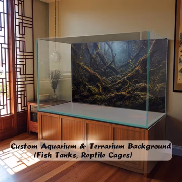 Aquarium Background Sticker, Glass Tank Backdrop, Waterproof Vinyl Decal for Fish Tank Terrarium Decor,Dark Underwater Deadwood