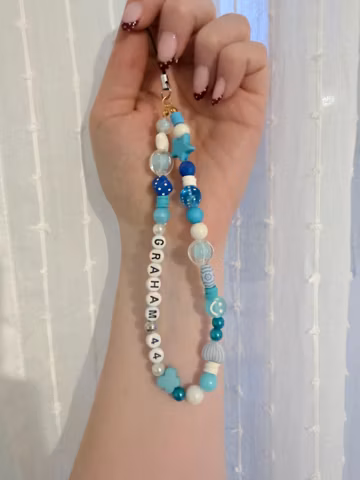 Custom Beaded Phone Charm | Off Campus Inspired, Personalized Text, Bookish Accessory