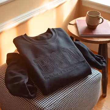 Embroidered BSN Crewneck Sweater, Bachelor of Science in Nursing Apparel