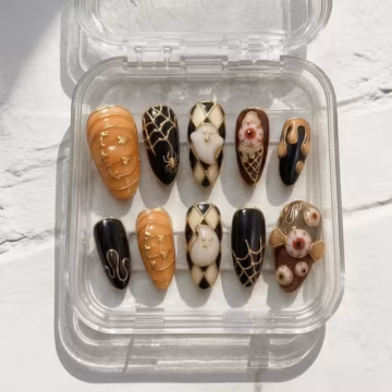 Spooky Cute Ghost Halloween Press On Nails | Eyeball Spider Web Nail Set | Handmade Gel Nails