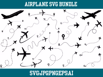Airplane SVG Bundle, Heart Route Cut Files (Digital Download)
