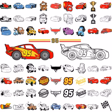 Cars PNG, Cars Clipart, Cars SVG, Planes and Cars Birthday Bundle, Instant Download, Instant Download Lightning Mcqueen Mater, Chrome Letter