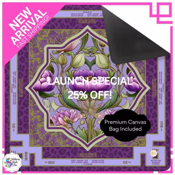 Tiffany Amethyst Mahjong Mat – Purple Print Game Mat, Neoprene Mahjong Table Cover, Stylish Mahjong Accessories, Gift for Mahjong Player