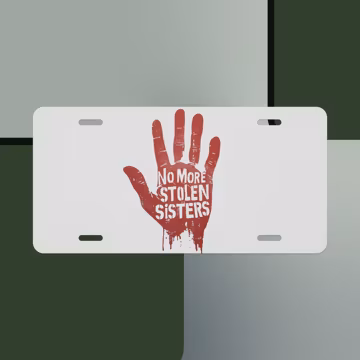 MMIW Front License Plate, No More Stolen Sisters Red Handprint Vanity Plate, Missing & Murdered Indigenous Women Awareness Gift for Her