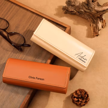 Personalized Leather Glasses Case, Leather Glasses & Sunglass Case, Vintage Vegan Leather Glasses Case for Men and Women, Father's Day Gift