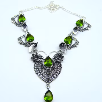 Green Peridot Gemstone | 925 Sterling Silver Handcrafted Gemstone Pendant | Elegant Gift for Her